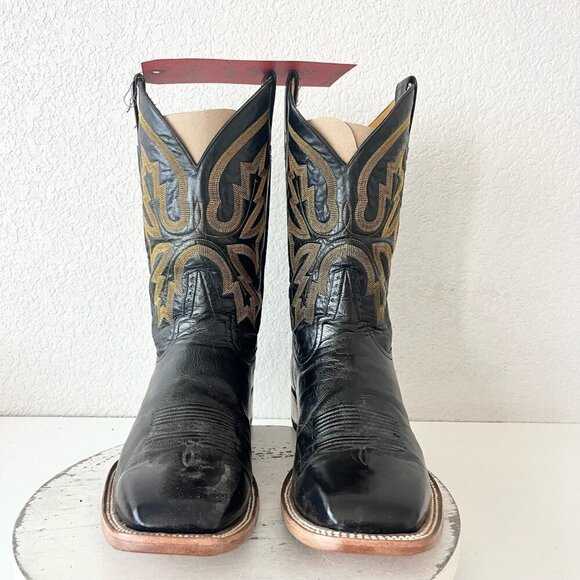 Rod Patrick Mens Cowboy Boots Size 15.5A Black Calf Leather Square Toe Western - Picture 5 of 12